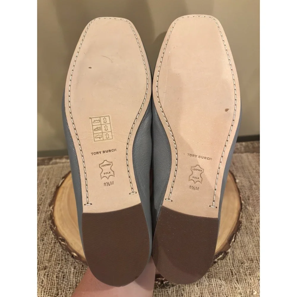 Tory Burch GEORGIA BALLET, Calf Leather, Rainwater / Plum, size 8.5 new w box